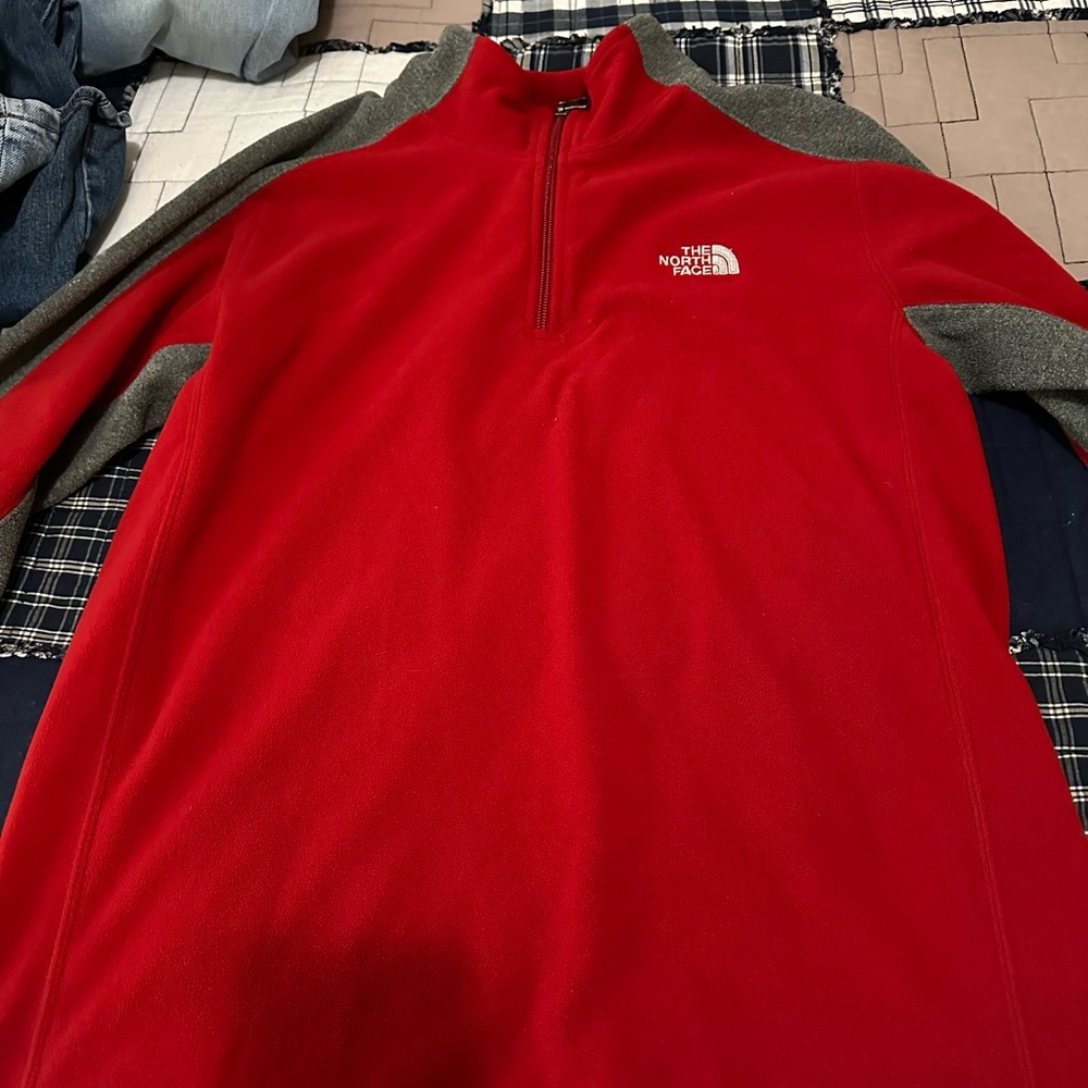 The North Face Red and Gray Pullover